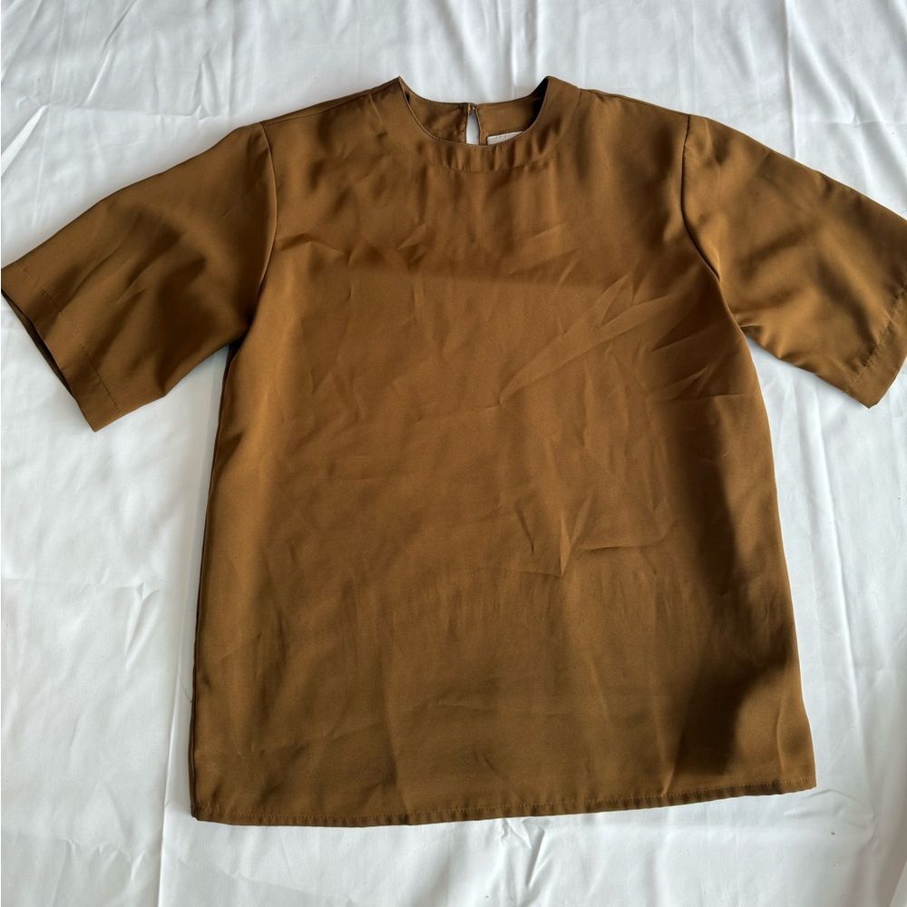 Vintage Claudia Richard Tan Short Sleeve Blouse